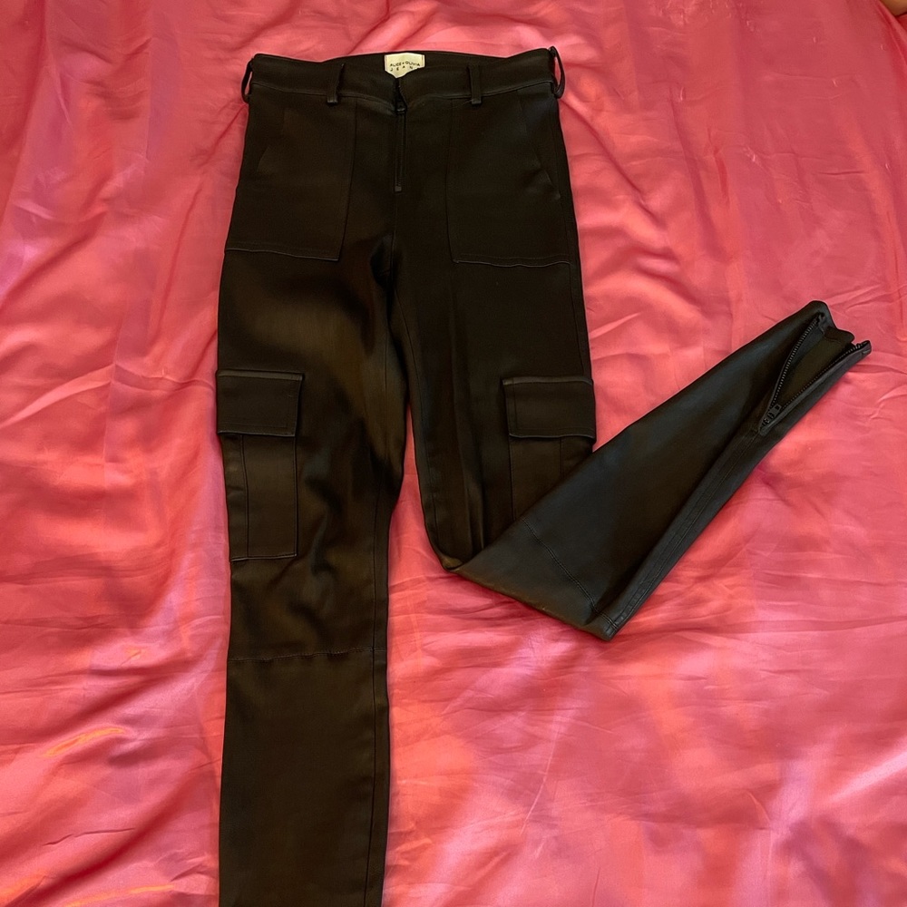 Alice & Olivia High Waisted Leather Cargo Skinny